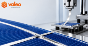Solar cell interconnect peel strength testing on PV ribbon solder joint during solar module manufacturing