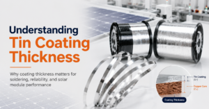 Tinned copper interconnect coating thickness on solar ribbon