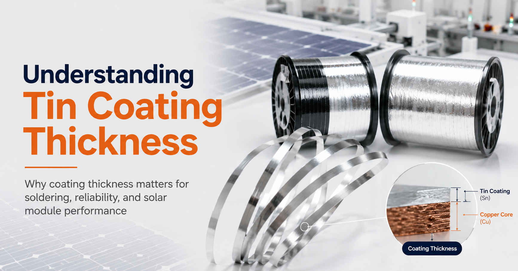 Tinned copper interconnect coating thickness on solar ribbon