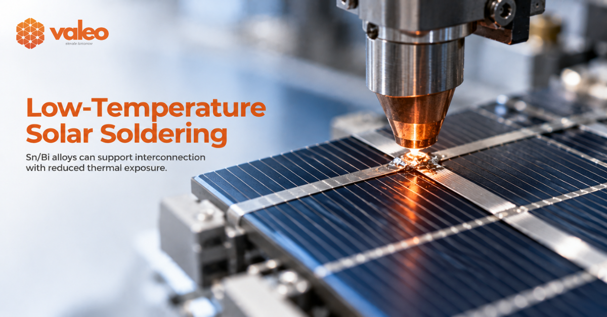 Low-temperature solder alloys for solar cells used for controlled PV ribbon interconnection