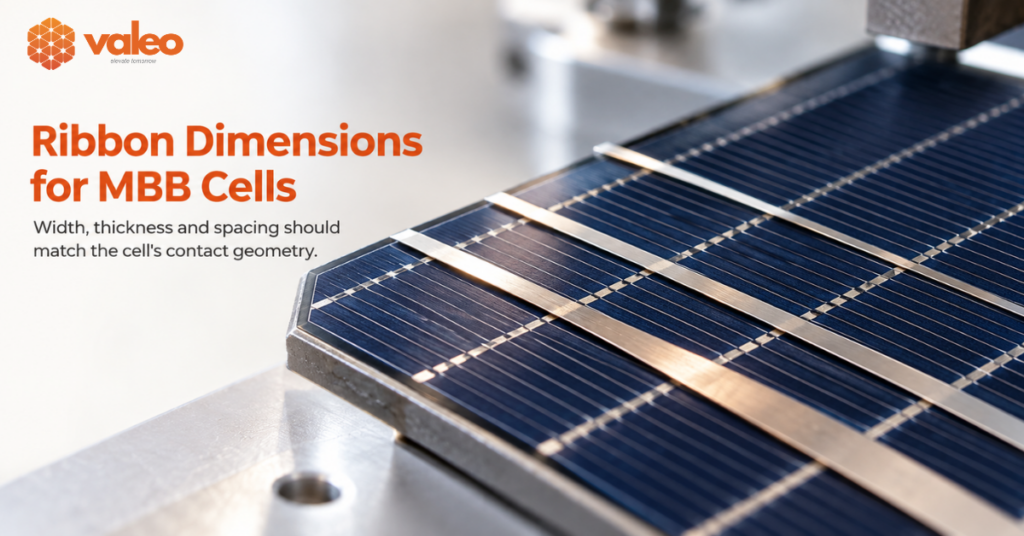 MBB solar cells with interconnect ribbon width, thickness and alignment considerations